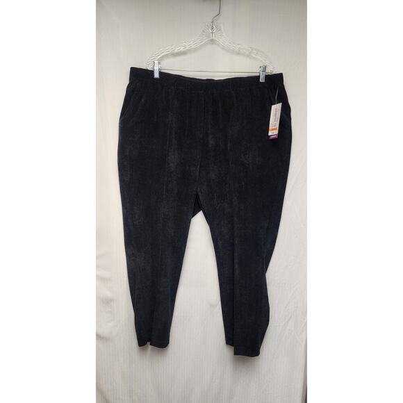 Allison Daley Women's Classic Fit Straight Pull On Corduroy Black Pants Size 24W - Picture 2 of 6